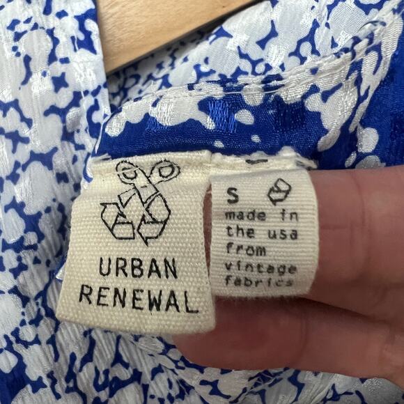 Urban Renewal SMALL Blue White Floral Mini Dress Shift  Sleeveless Sheer UO - Picture 8 of 9